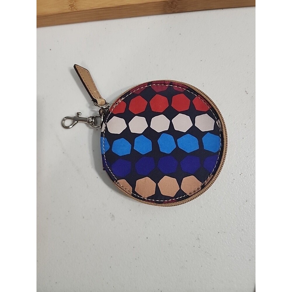 Franco Sarto Colorful Coin Wallet Zippered Round Wallet Metal Clip Attached 4"